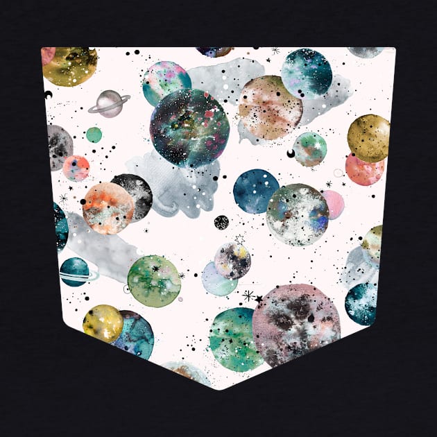 Pocket - COSMIC PLANETS AND STARS MULTICOLORED by ninoladesign